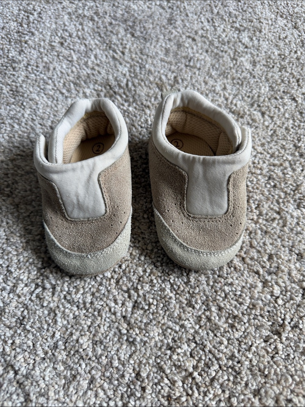 The Children's Place Beige Suede Slip-On Baby Shoes size 2